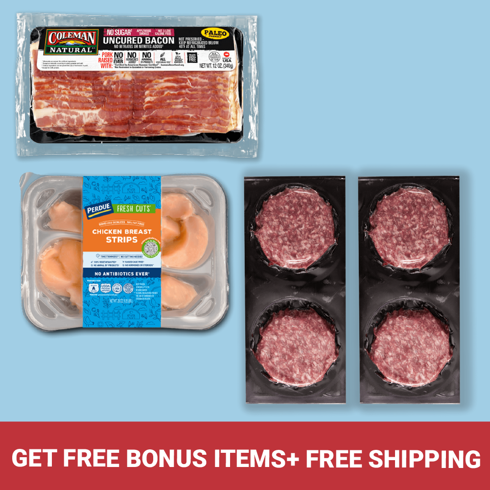 bulk chicken bundle plus free burgers chicken strips bacon and free shipping